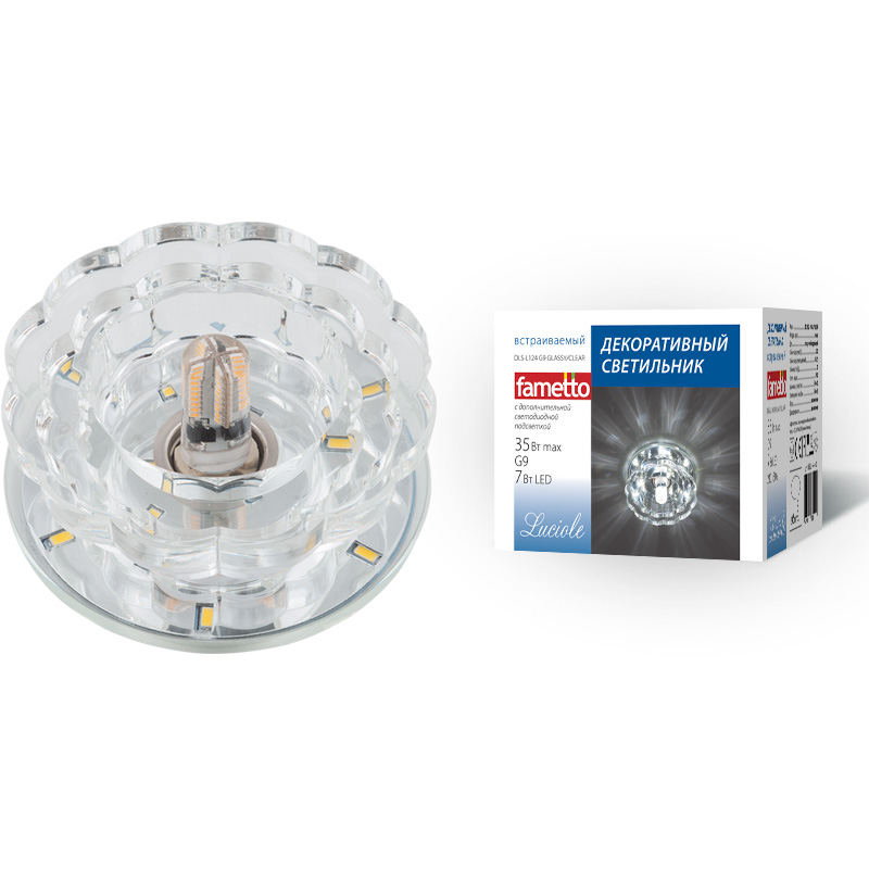 DLS-F124 G4 GLASSY/CLEAR Светильник декоративный встраиваемый ТМ Fametto
