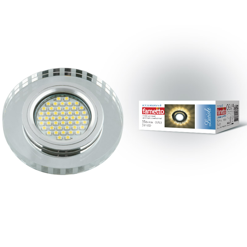 DLS-L127 GU5.3 CHROME/GLASSY Светильник декоративный встраиваемый, серия Luciole. Без лампы, цоколь